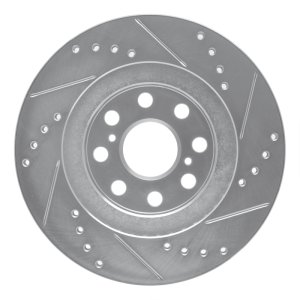 Toyota MR2 Spyder Brake Rotor (1) - Rear Left - R1 Concepts - Drilled & Slotted - Silver - `00-`05